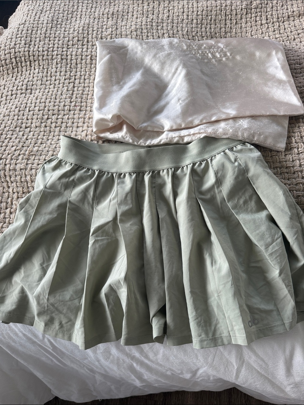 Light Sage Pleated Skirt